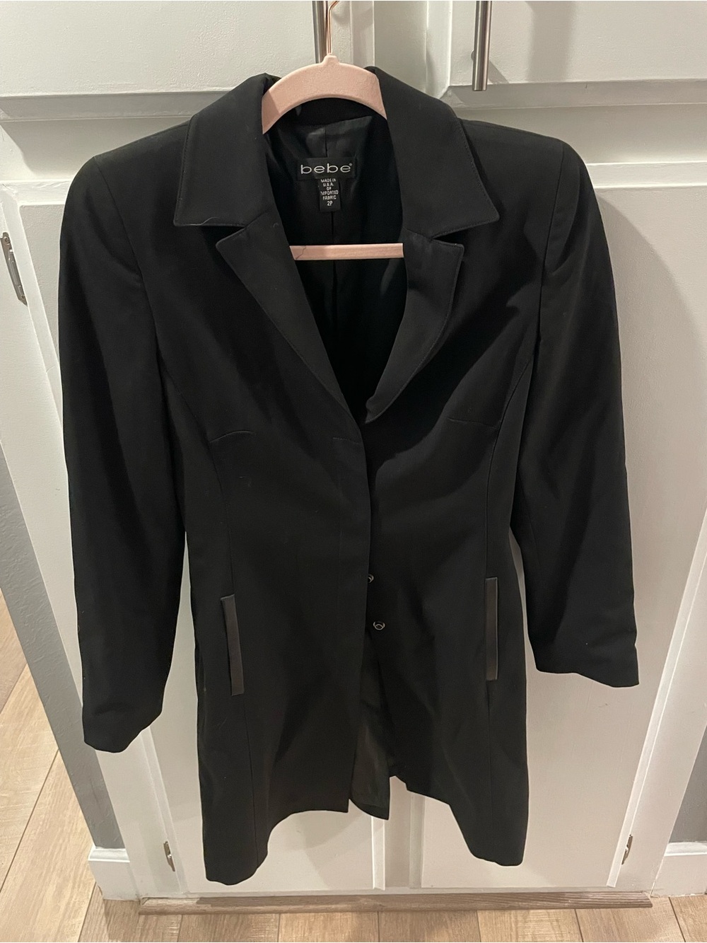 Bebe Woman’s Long Trench Coat, size 2P